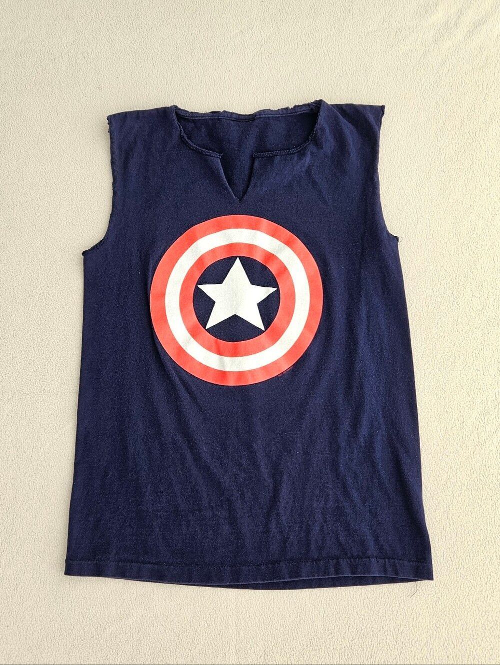 Marvel Navy Blue Captain America Shield Sleeveless Tee Size S